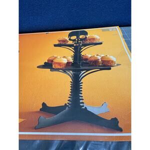 Spritz‎ Halloween Treat Stand 21 1/4” H 15” D Skeleton Skull Black